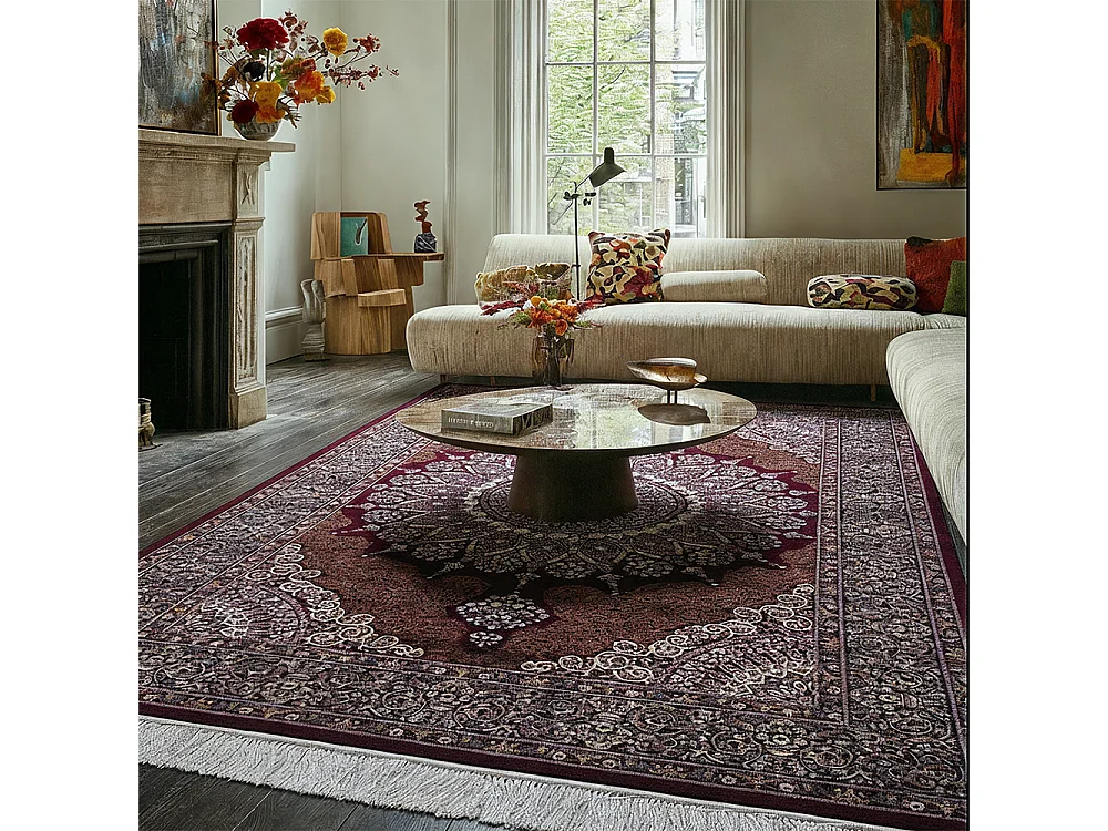 Teppich Palazzo Corona Mazovia 160 x 230 cm Rot Orientalisch Kurzflor mit Fransen