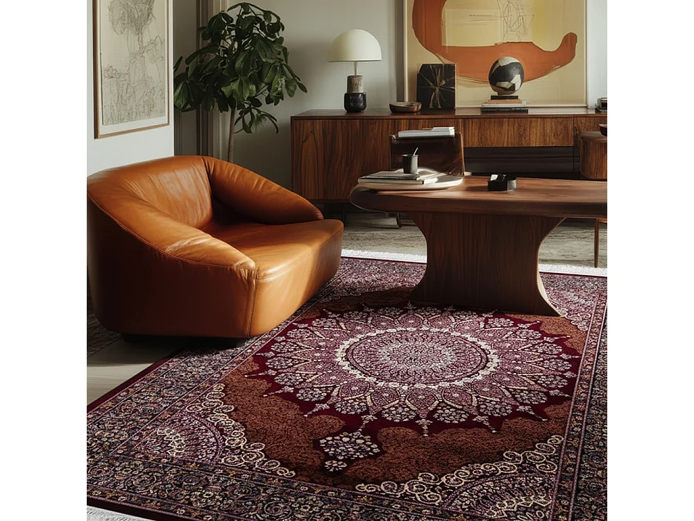Teppich Palazzo Corona Mazovia 160 x 230 cm Rot Orientalisch Kurzflor mit Fransen