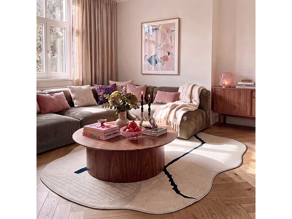 Tapis Bova Vetra Mazovia Forme Irrégulière 200 x 300 cm Beige Blanc Abstrait Poils Courts