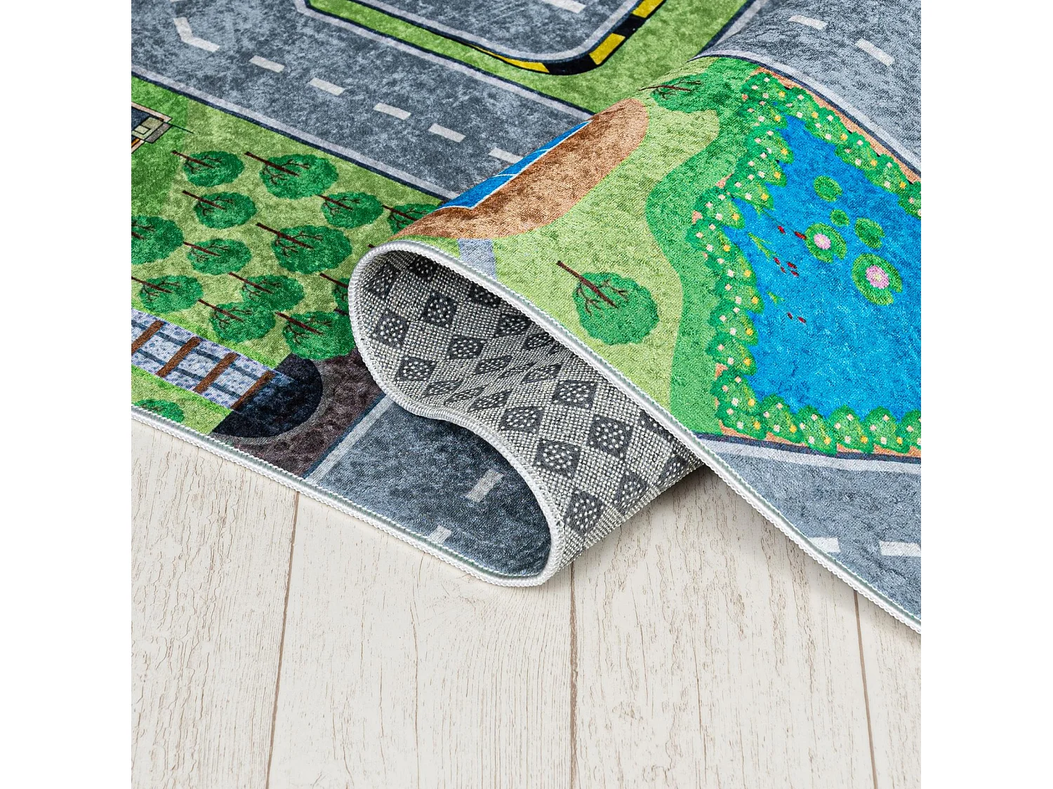Tapis Enfant Emma 9028 Mazovia 160 x 230 cm Vert Rues Poils Courts