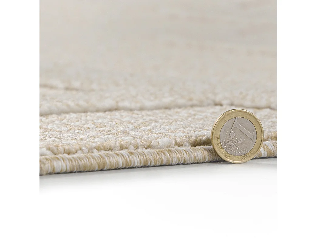 Tapis Pisa Arcano Mazovia 250 x 350 cm Beige Crème Abstrait Poils Mi-Longs à Franges