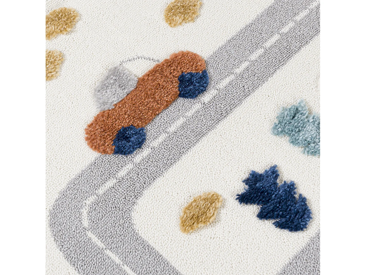 Kids Rug Buffo Parco Mazovia 160 x 230 cm Beige Cream Cars Medium Pile with Fringes