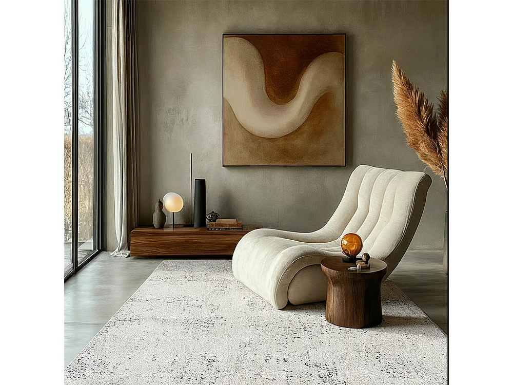 Vloerkleed Bari Pepe Blu Mazovia 120 x 170 cm Marineblauw Crème Abstract Laagpolig met Franjes
