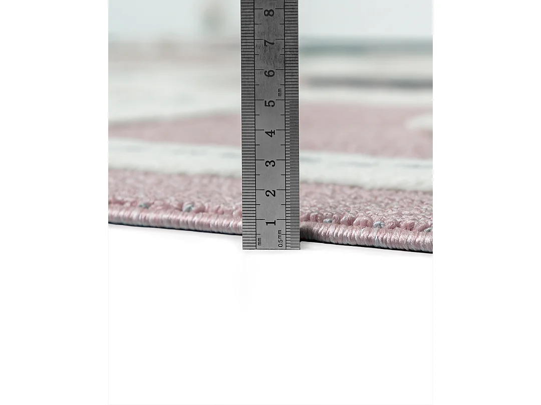 Kids Rug Buffo Neli Mazovia 160 x 230 cm White Black Streets Medium Pile with Fringes