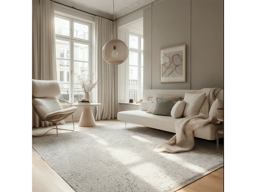 Tapis Bari Pepe Grafite Mazovia 120 x 170 cm Anthracite Crème Abstrait Poils Courts à Franges