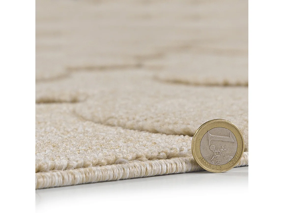 Teppich Pisa Campo Mazovia 250 x 350 cm Beige Creme Geometrisch Mittelflor mit Fransen