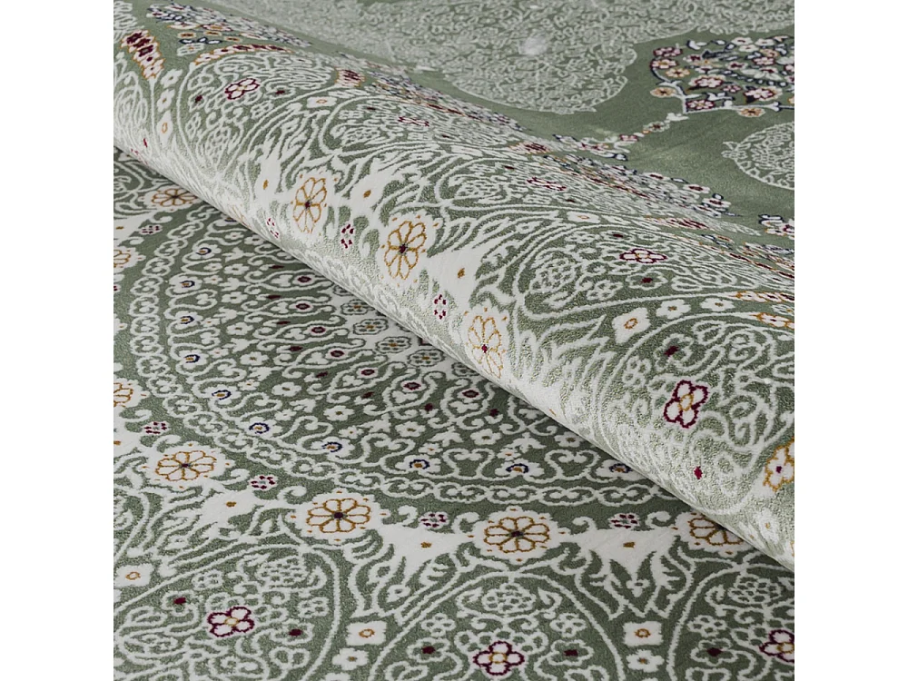 Tapis Palazzo Trono Mazovia 160 x 230 cm Vert Oriental Poils Courts à Franges