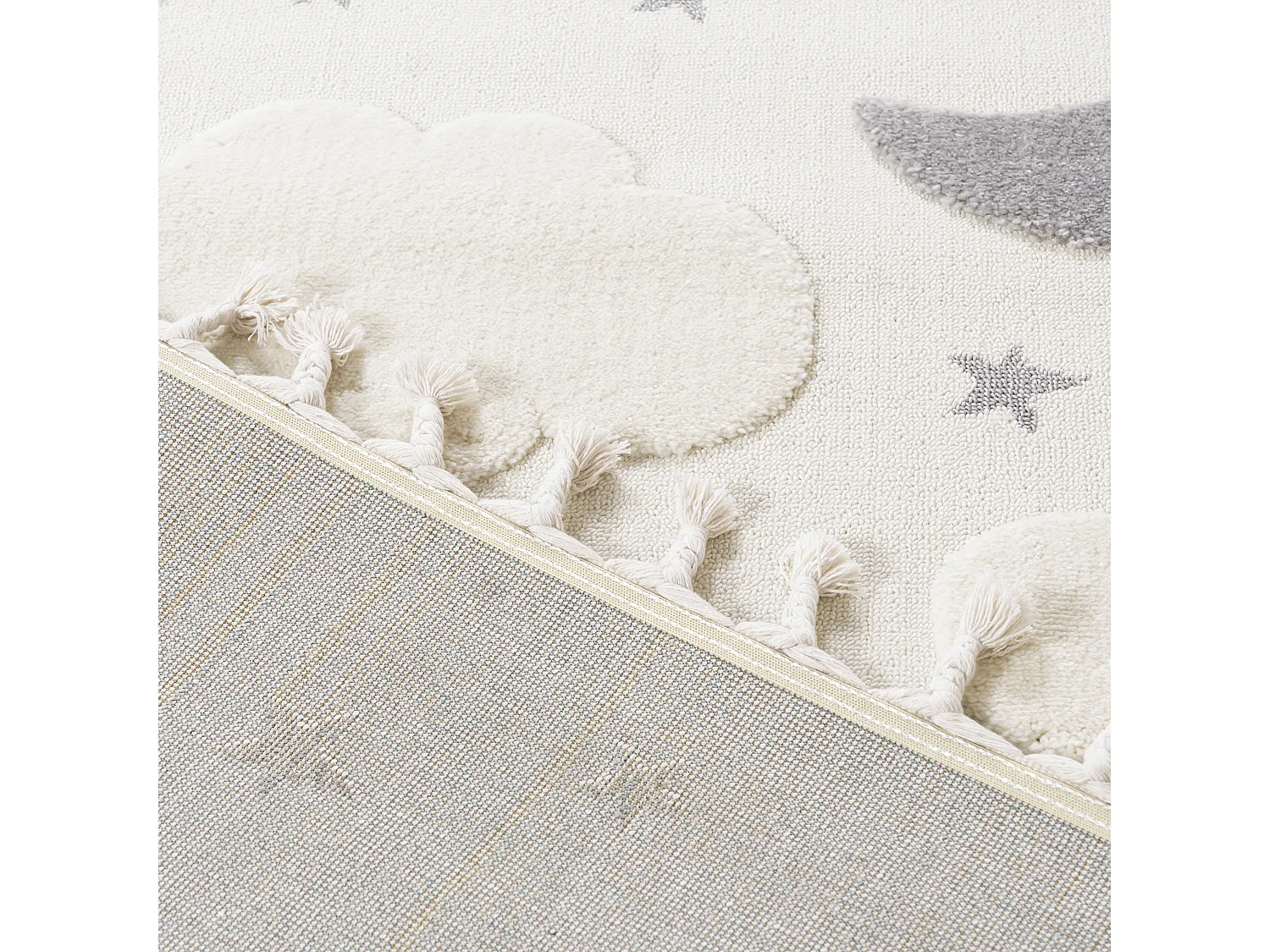 Kinderkleed Buffo Sonno Mazovia 160 x 230 cm Beige Crème Sterren Middelhoge Pool met Franjes