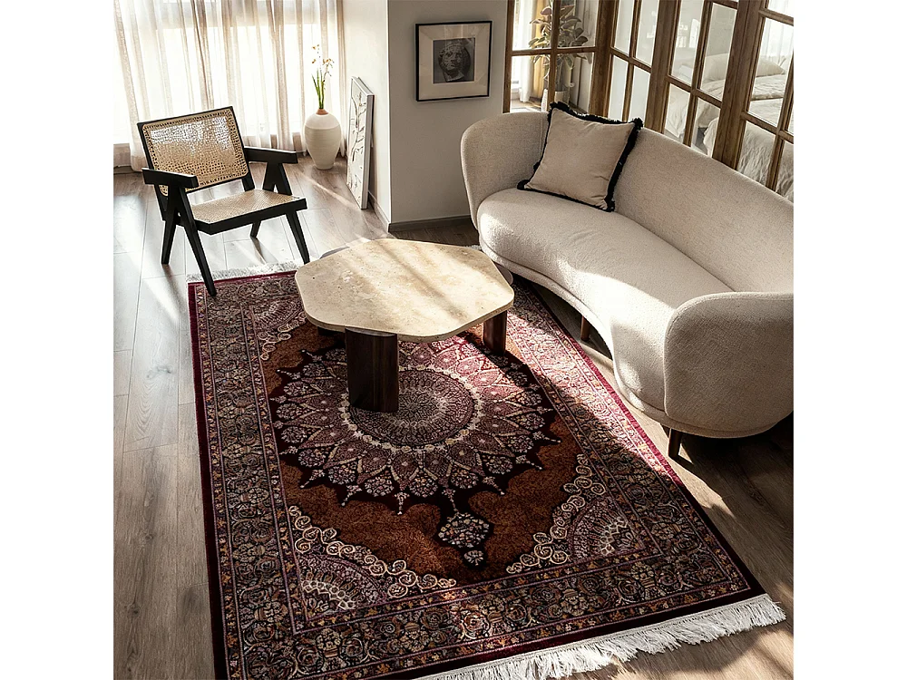 Tapis Palazzo Corona Mazovia 240 x 340 cm Rouge Oriental Poils Courts à Franges