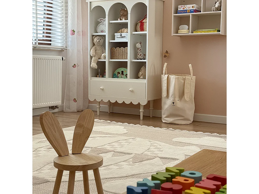 Tapis Enfant Buffo Volare Mazovia 160 x 230 cm Beige Crème Ballon Poils Mi-Longs à Franges