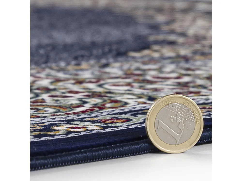 Vloerkleed Palazzo Reale Mazovia 240 x 340 cm Marineblauw Oosters Laagpolig met Franjes