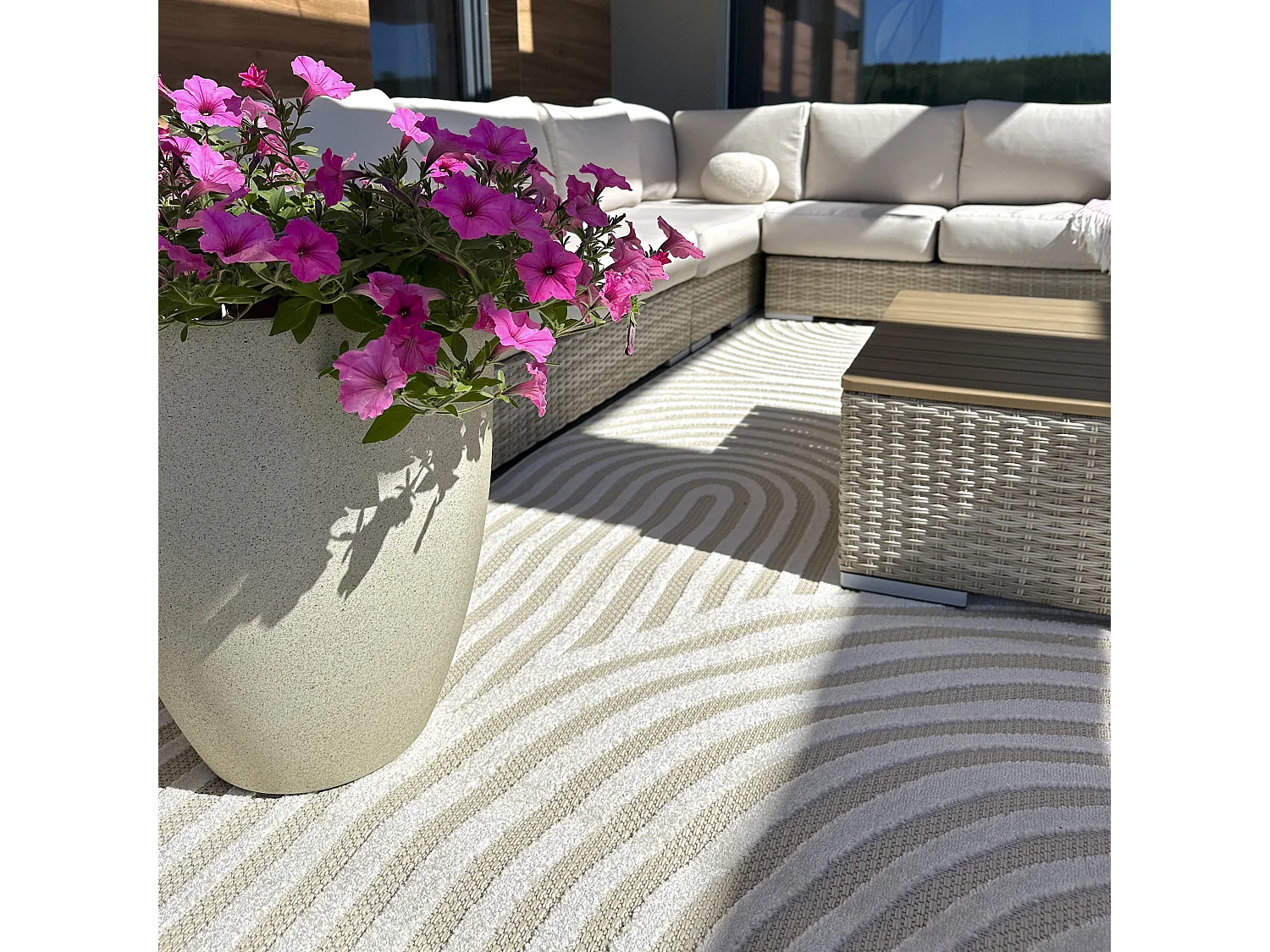 Rug Madison NJ85C Mazovia 140 x 200 cm Beige White Geometric Short Pile