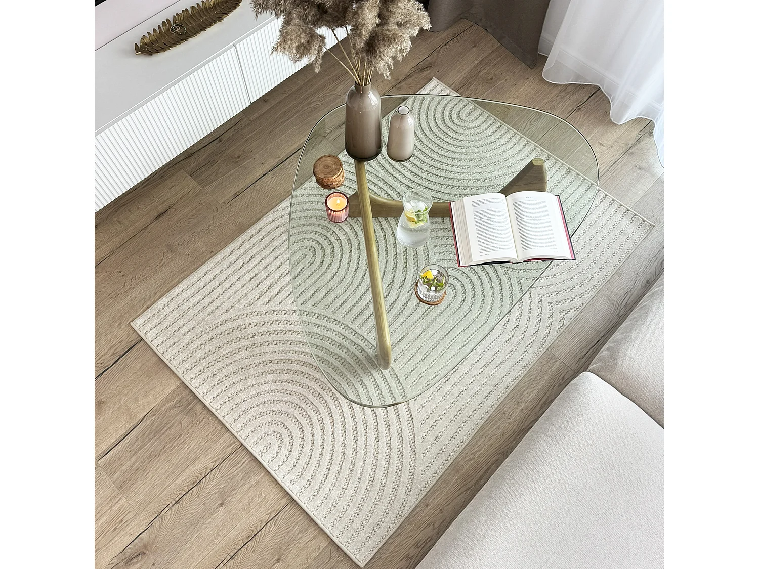 Rug Madison NJ85C Mazovia 140 x 200 cm Beige White Geometric Short Pile