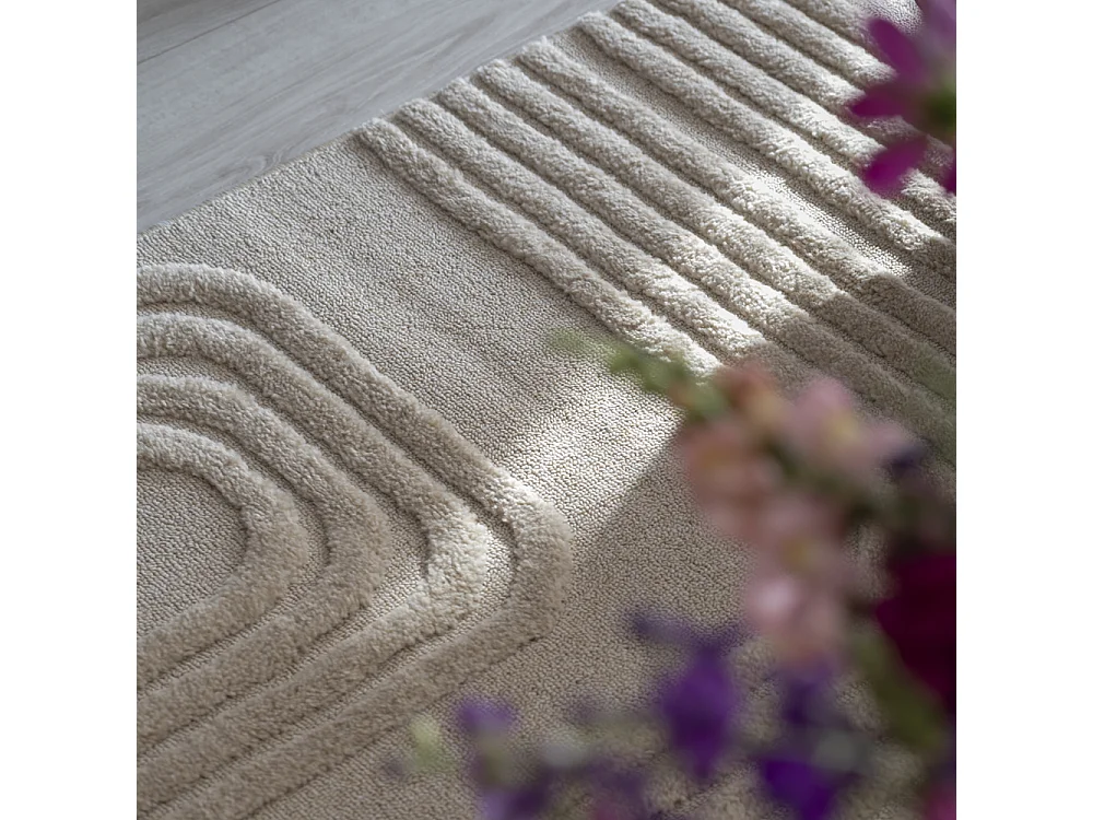 Teppich Pisa Golfo Mazovia 300 x 400 cm Beige Creme Geometrisch Mittelflor mit Fransen