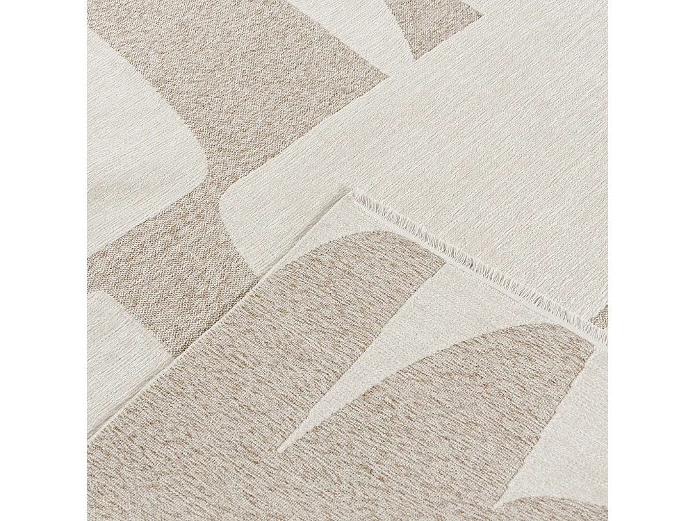 Tapis Amalfi Pieno Mazovia 120 x 170 cm Beige Blanc Abstrait Poils Courts