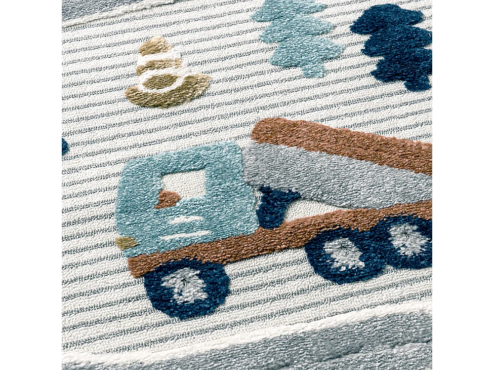 Tapis Enfant Buffo Lilu Mazovia 140 x 200 cm Marron Crème Rues Poils Mi-Longs à Franges