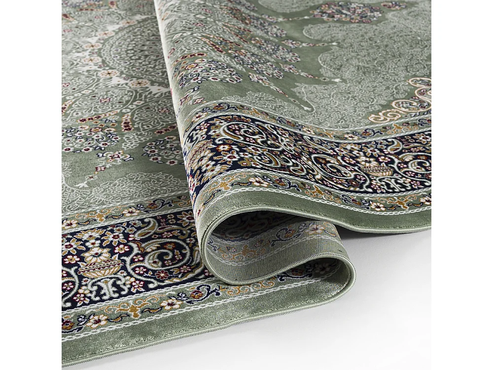 Tapis Palazzo Trono Mazovia 200 x 290 cm Vert Oriental Poils Courts à Franges