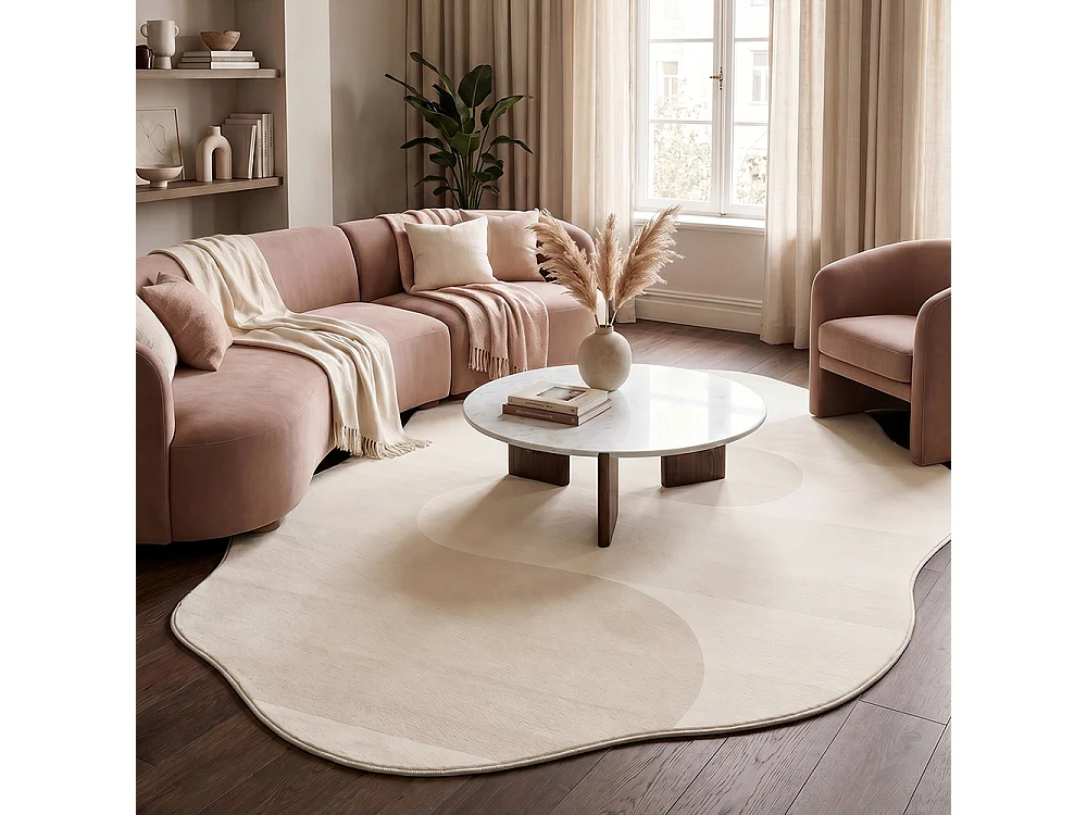Tapis Mirano Misto Mazovia Forme Irrégulière 140 x 200 cm Crème Abstrait Poils Courts