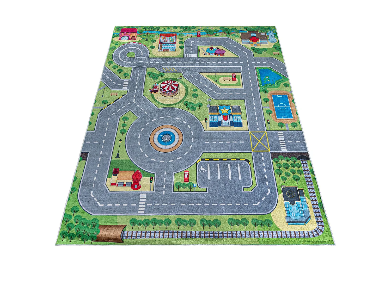 Tapis Enfant Emma 9028 Mazovia 140 x 200 cm Vert Rues Poils Courts