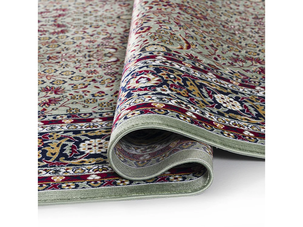 Tapis Castello Verde Mazovia 240 x 340 cm Vert Oriental Poils Courts à Franges