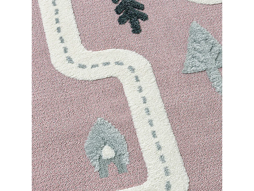 Tapis Enfant Buffo Neli Mazovia 80 x 150 cm Blanc Noir Rues Poils Mi-Longs à Franges