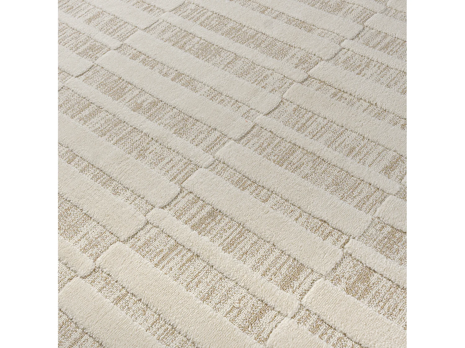 Teppich Pisa Orzo Mazovia 250 x 350 cm Beige Creme Geometrisch Mittelflor mit Fransen