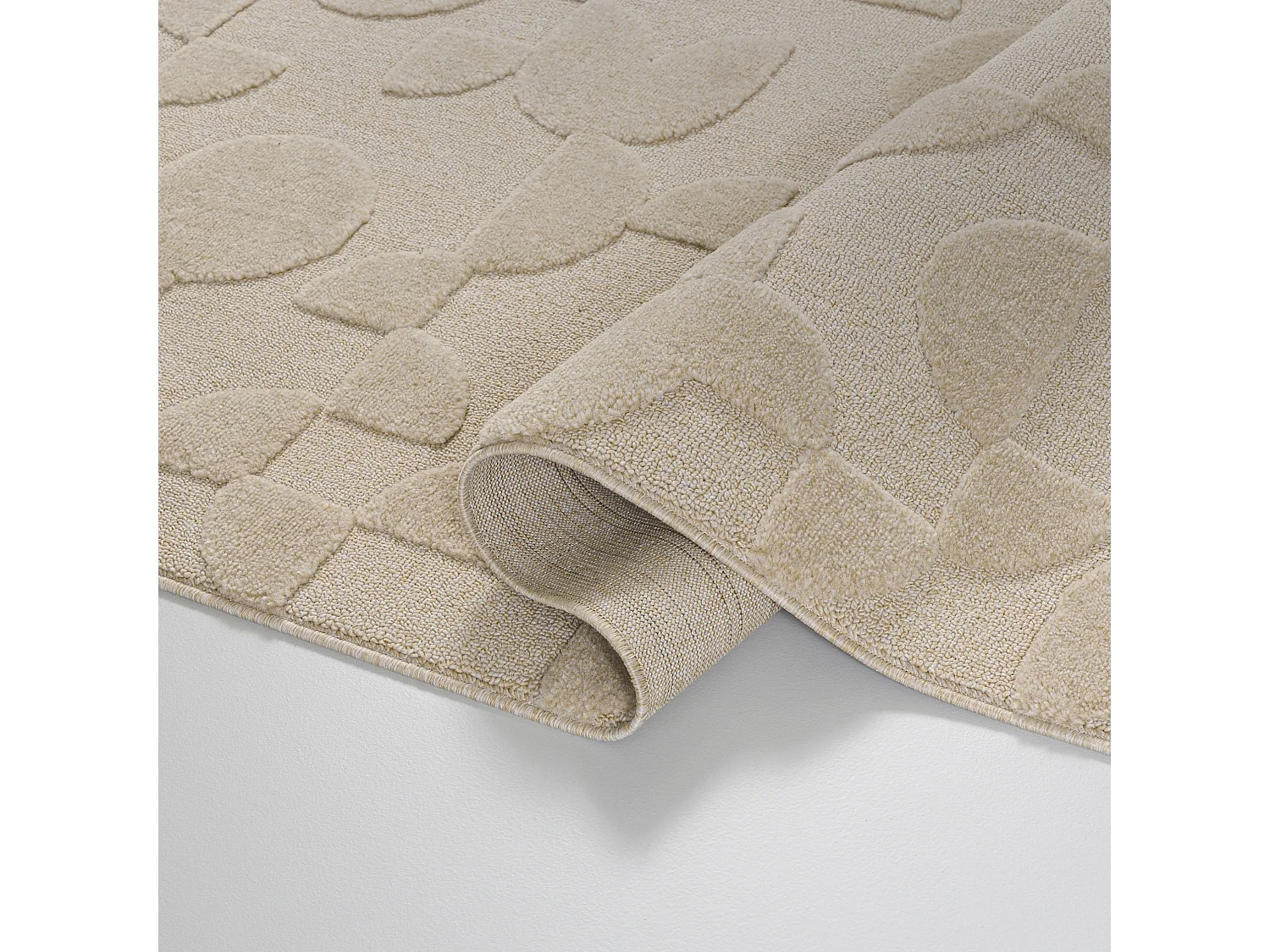 Rug Pisa Campo Mazovia 140 x 200 cm Beige Cream Geometric Medium Pile with Fringes