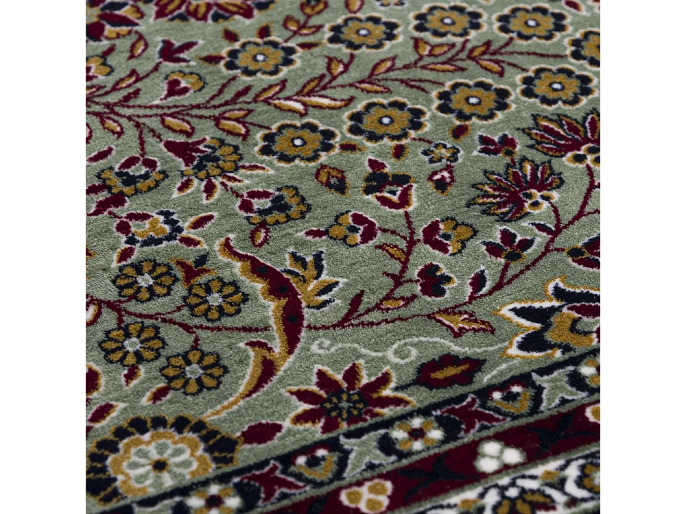 Tapis Castello Verde Mazovia 200 x 290 cm Vert Oriental Poils Courts à Franges