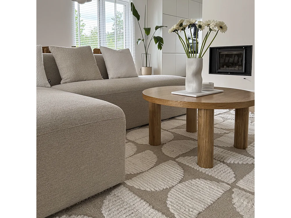 Teppich Pisa Pane Mazovia 120 x 170 cm Beige Creme Geometrisch Mittelflor mit Fransen