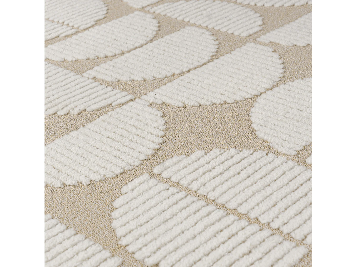 Teppich Pisa Pane Mazovia 120 x 170 cm Beige Creme Geometrisch Mittelflor mit Fransen