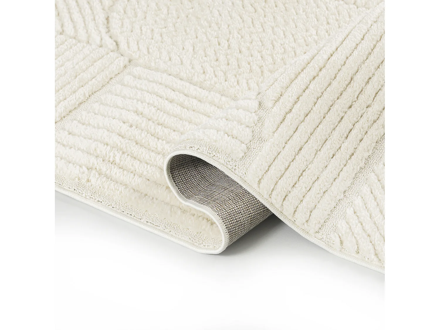 Teppich Pisa Giro Mazovia 200 x 300 cm Beige Creme Geometrisch Mittelflor mit Fransen