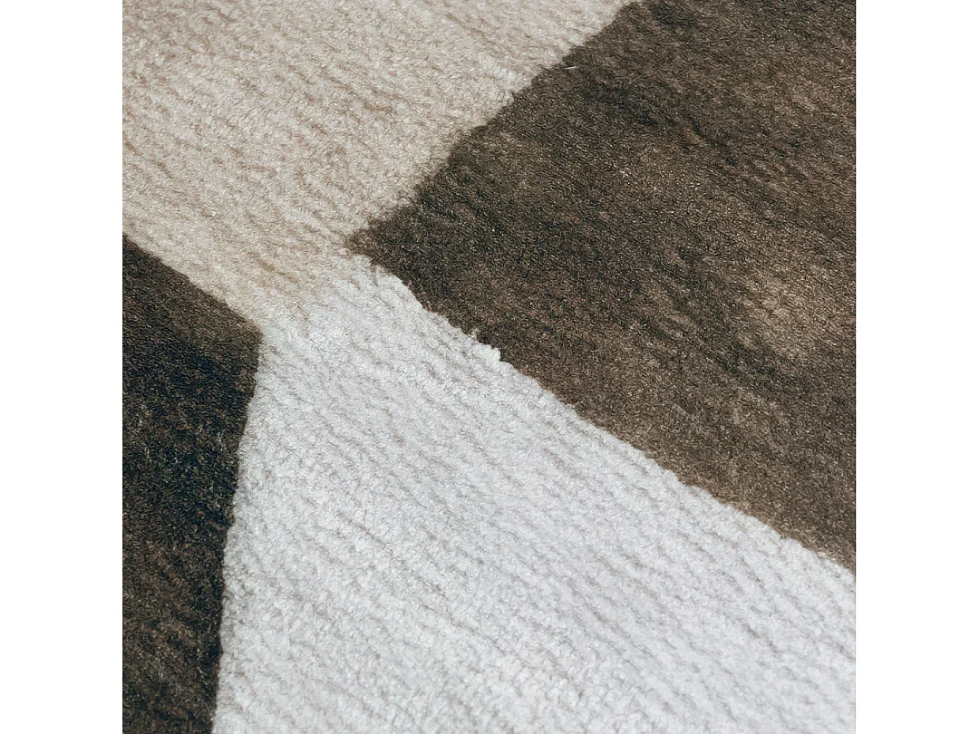 Tapis Lonato Valo Mazovia Forme Irrégulière 160 x 220 cm Beige Blanc Géométrique Poils Courts