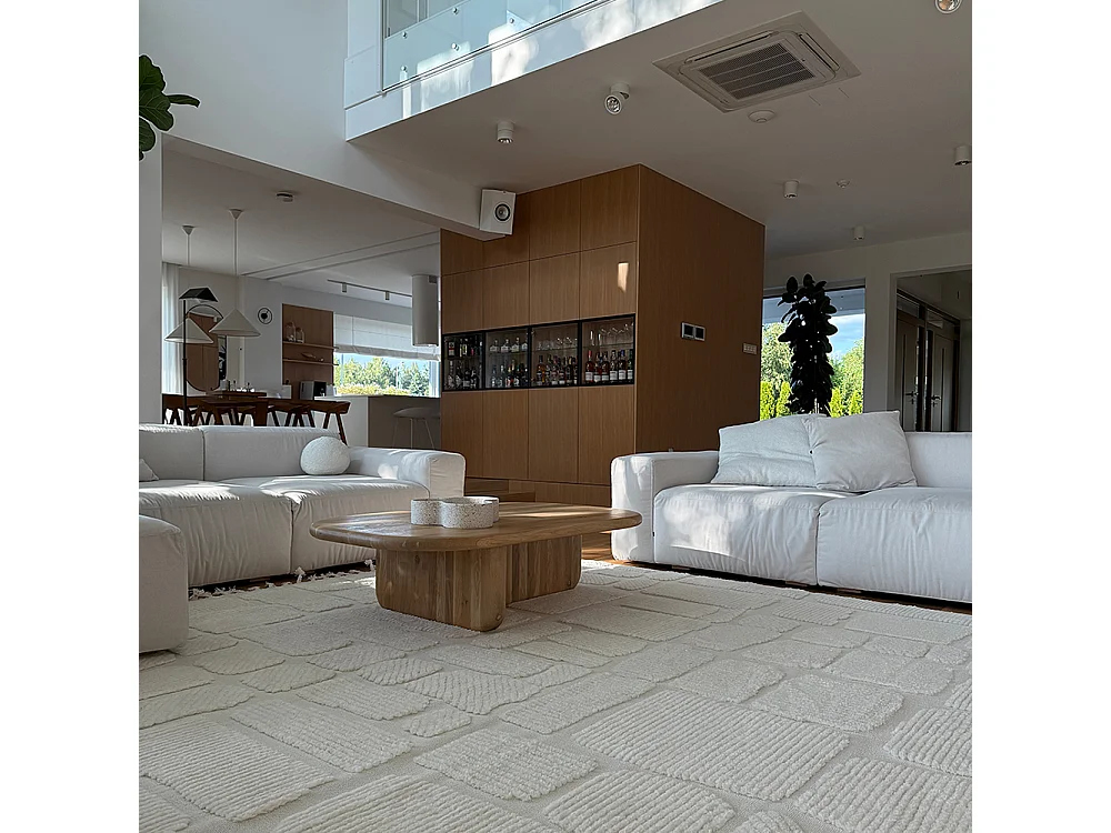 Teppich Pisa Brina Mazovia 80 x 150 cm Beige Creme Abstrakt Mittelflor mit Fransen