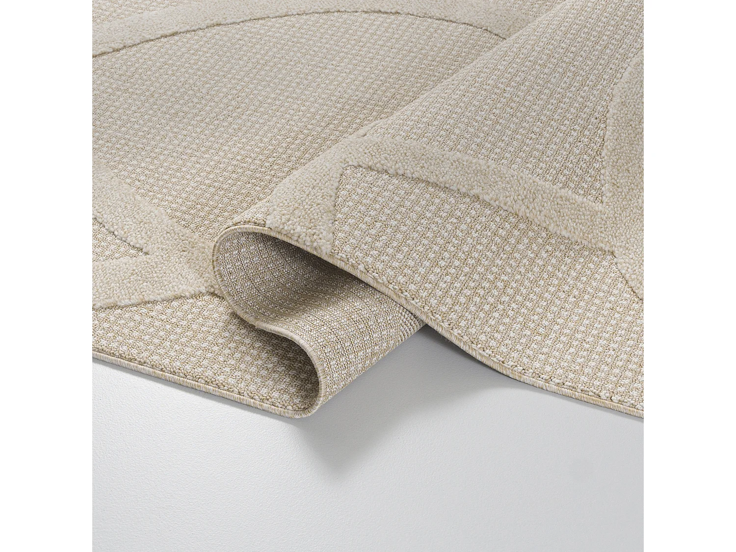 Tapis Pisa Arcano Mazovia 80 x 150 cm Beige Crème Abstrait Poils Mi-Longs à Franges