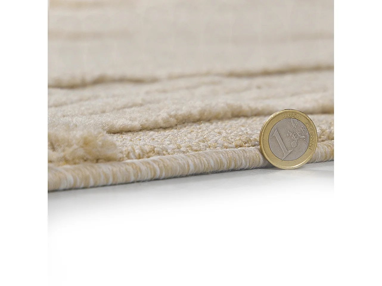 Tapis Pisa Golfo Mazovia 140 x 200 cm Beige Crème Géométrique Poils Mi-Longs à Franges