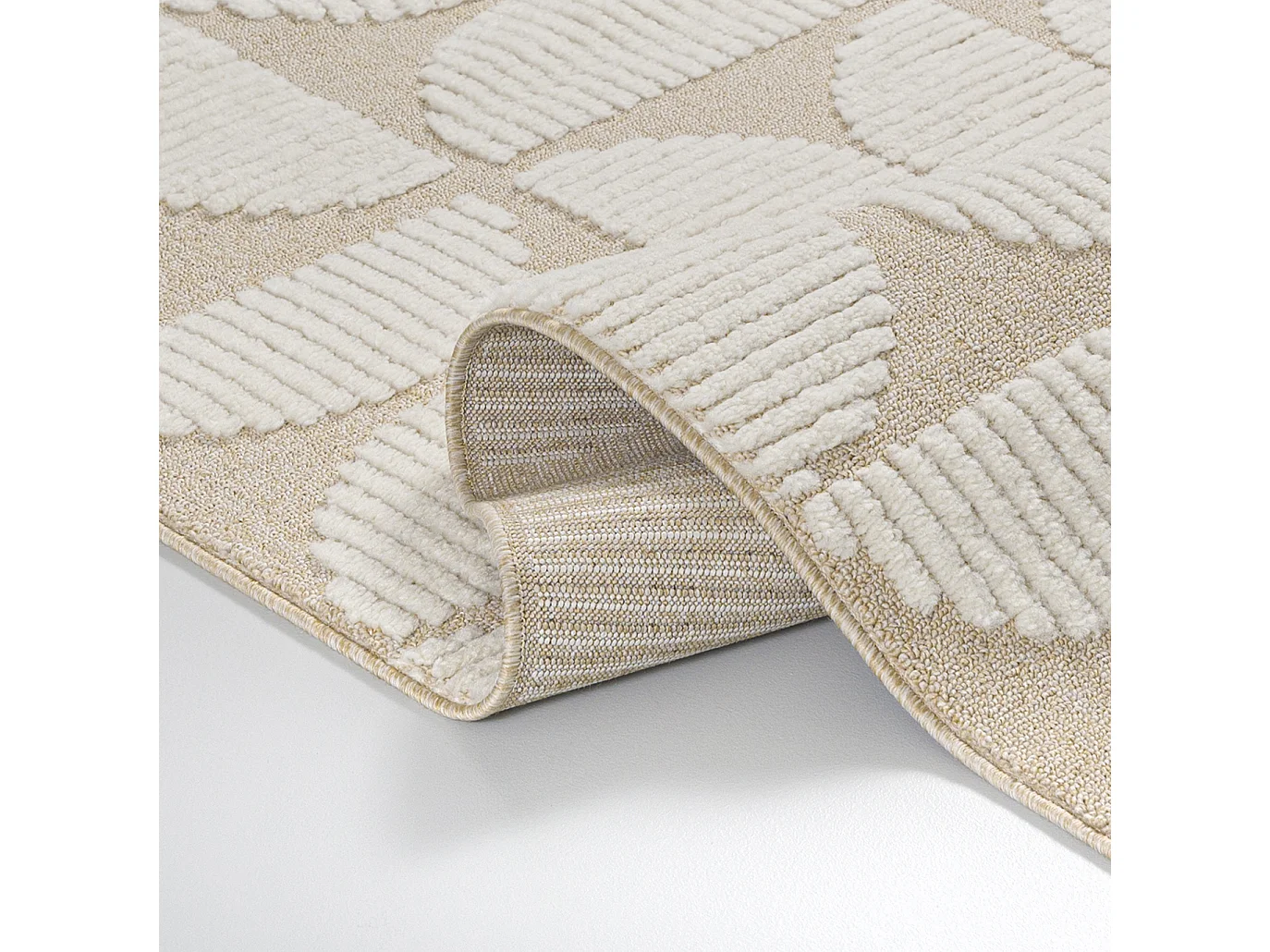 Teppich Pisa Pane Mazovia 140 x 200 cm Beige Creme Geometrisch Mittelflor mit Fransen