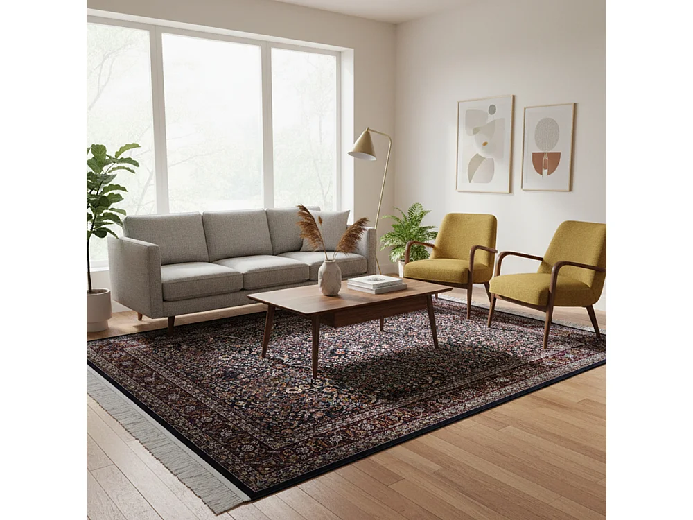 Vloerkleed Castello Marina Mazovia 200 x 290 cm Marineblauw Oosters Laagpolig met Franjes