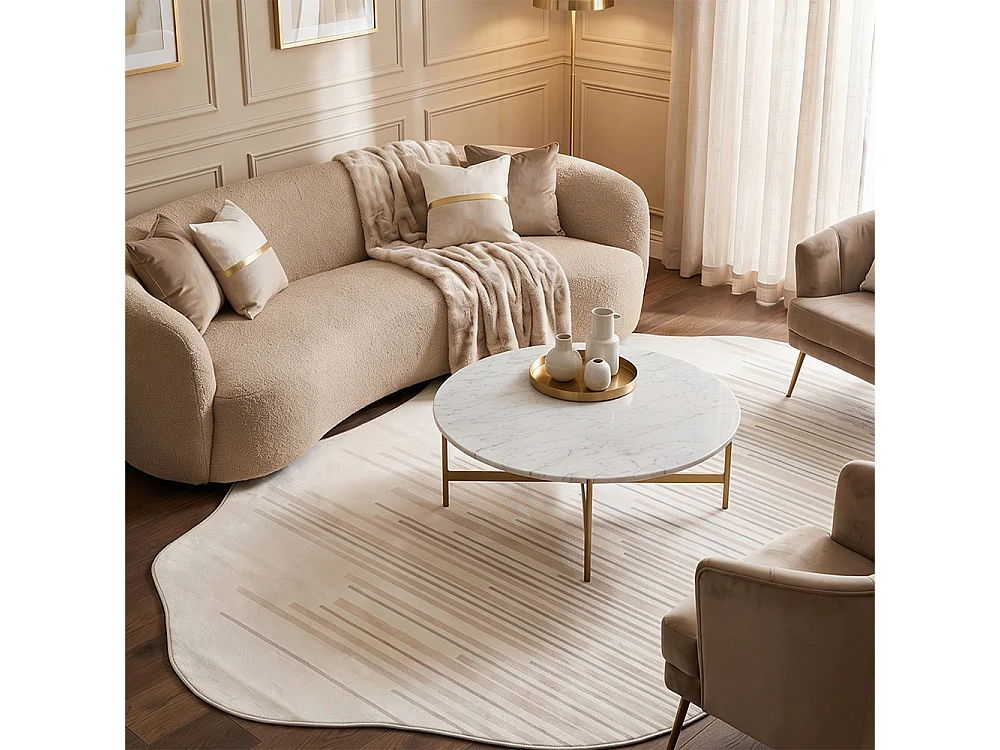 Rug Mirano Zela Mazovia Irregular Shape 120 x 160 cm Cream Abstract Short Pile
