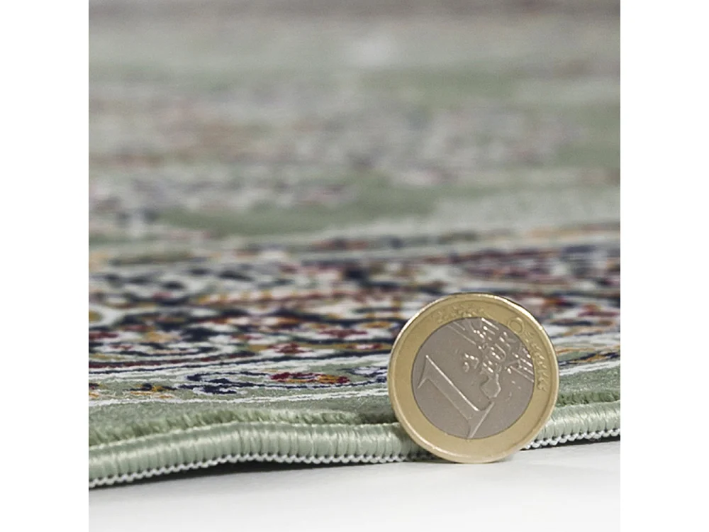 Tapis Palazzo Trono Mazovia 240 x 340 cm Vert Oriental Poils Courts à Franges
