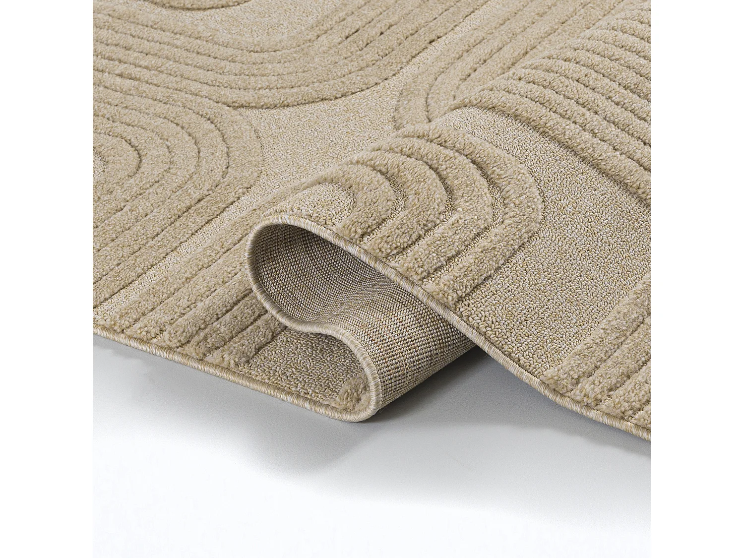 Teppich Pisa Golfo Mazovia 160 x 230 cm Beige Creme Geometrisch Mittelflor mit Fransen