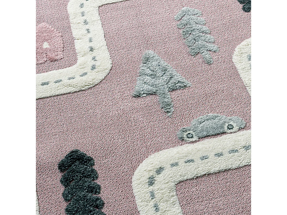 Tapis Enfant Buffo Neli Mazovia 140 x 200 cm Blanc Noir Rues Poils Mi-Longs à Franges