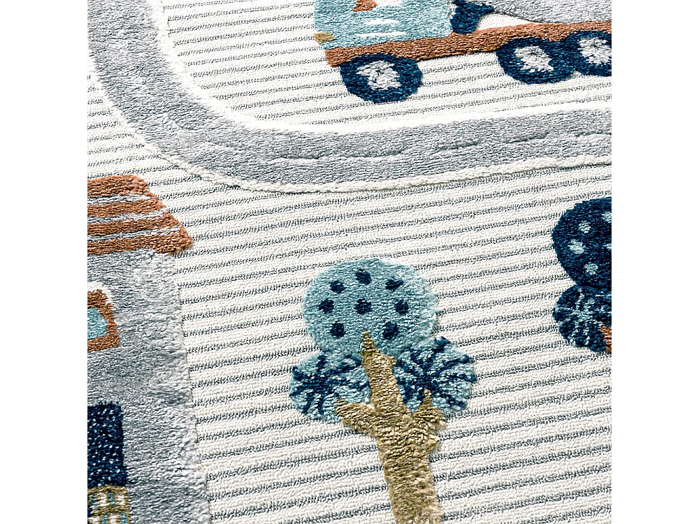 Tapis Enfant Buffo Lilu Mazovia 120 x 170 cm Marron Crème Rues Poils Mi-Longs à Franges