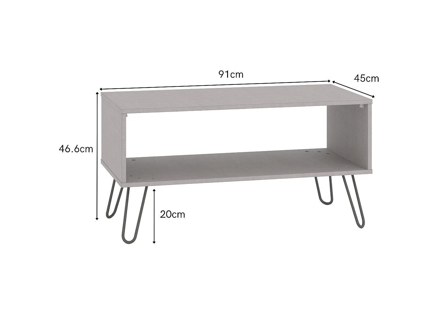 Augusta Open Coffee Table with Hairpin Metal Legs
