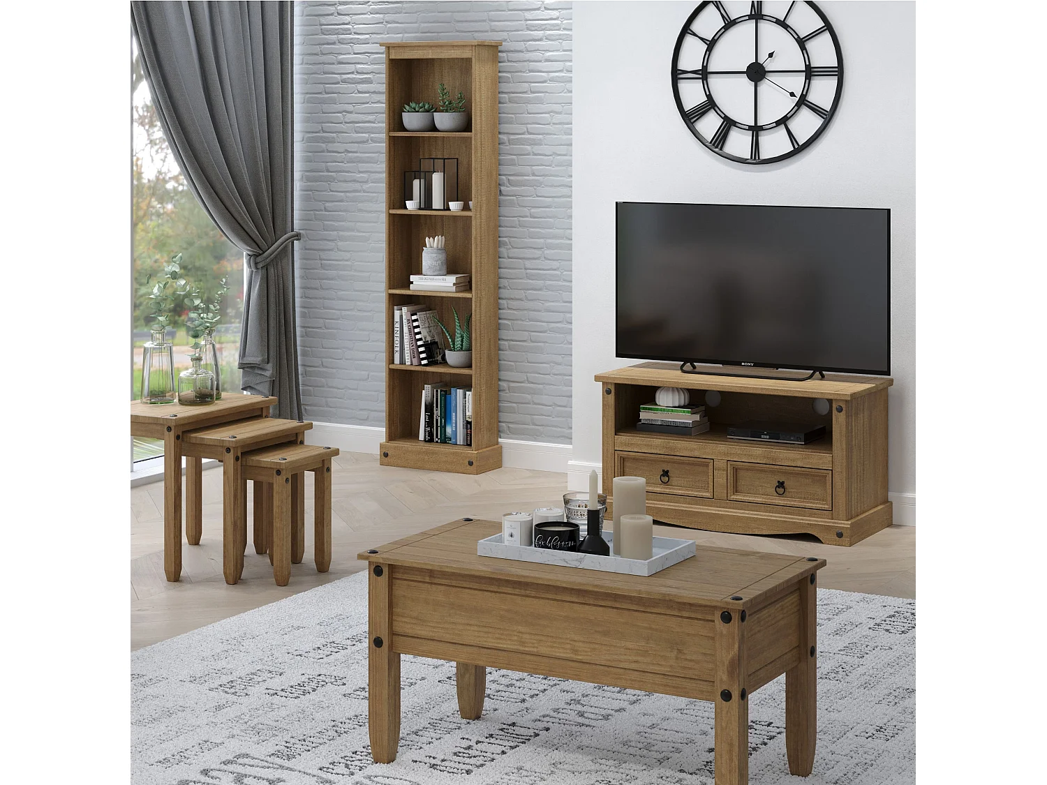 Corona Coffee Table, Solid Waxed Wood