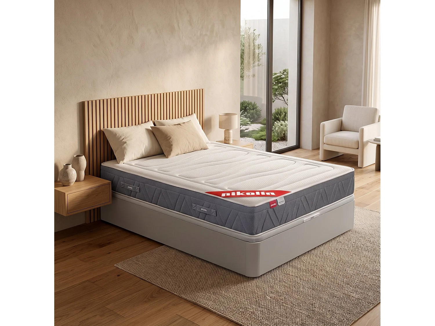 Pack colchón y canapé de 180 x 200 cm de muelles ensacados y viscoelástica de 62 cm - PACK COLCHON MARISMA + CANAPÉ ABATIBLE BLANCO de PIKOLIN
