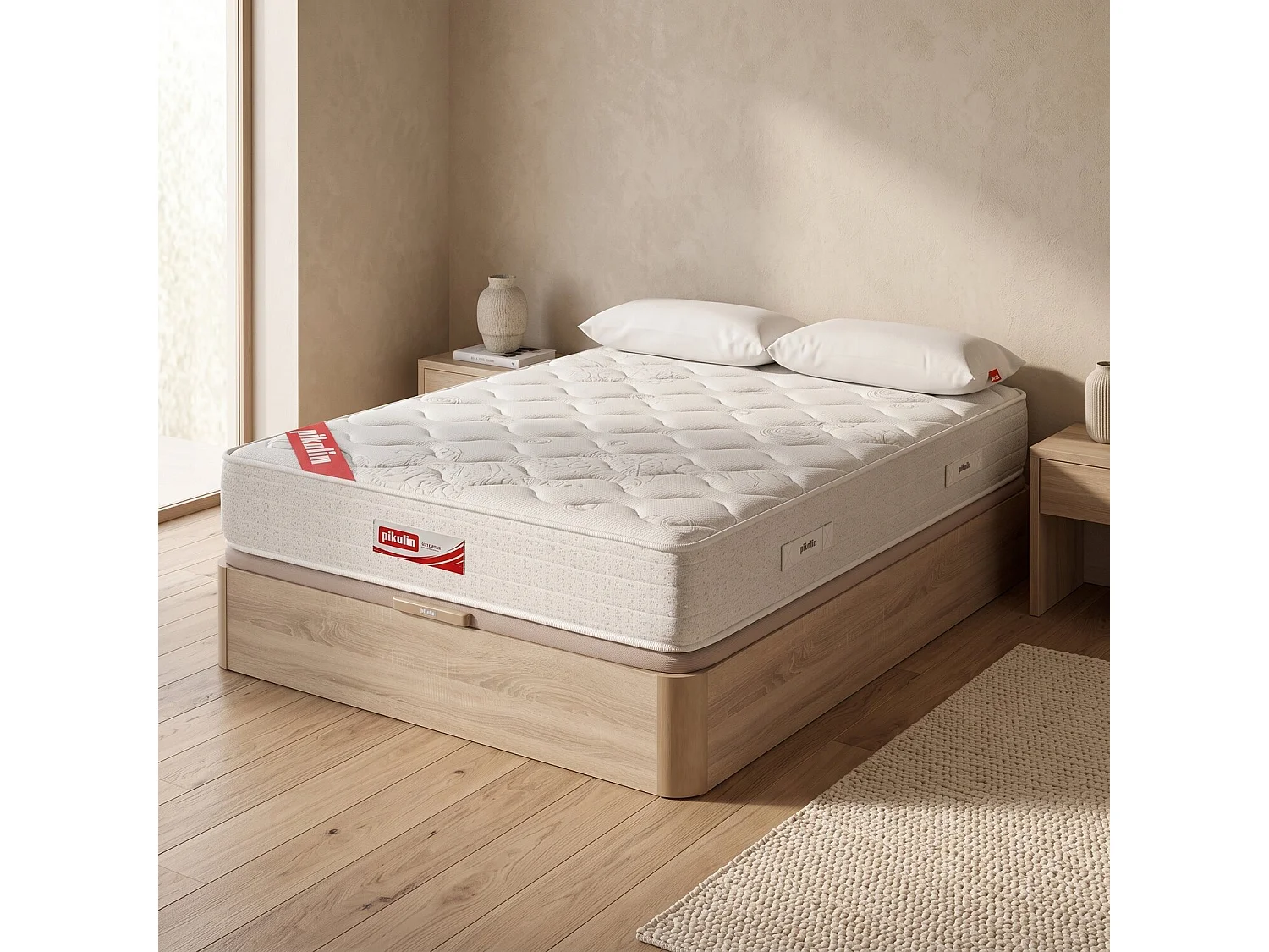 Pack colchón y canapé de 135 x 190 cm de muelles Normablock® de 57 cm - COLCHON NOMABLOCK + CANAPE NATURAL de PIKOLIN