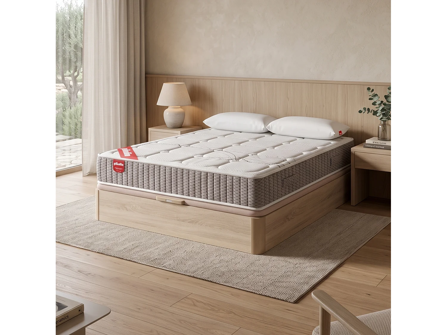 Pack colchón y canapé de 150 x 200 cm de muelles ensacados de 62 cm - TROAS + CANAPE NATURAL de PIKOLIN