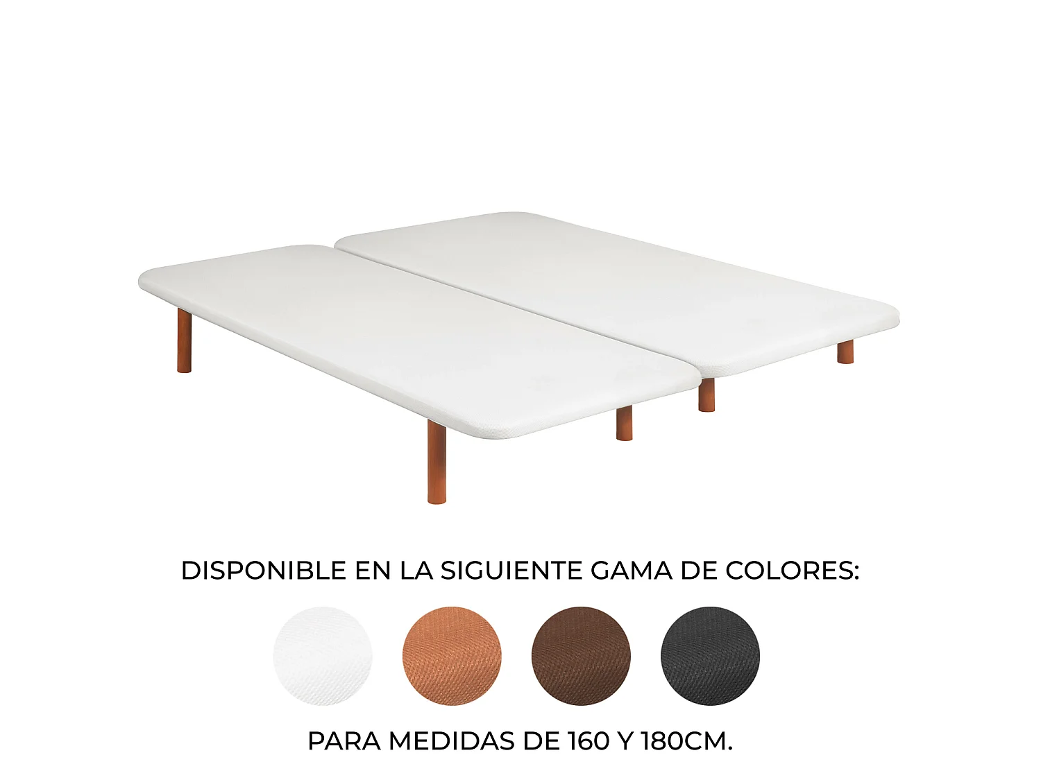 Base tapizada PIKOLIN 120 x 190 cm con tejido 3D y 4 patas blancas