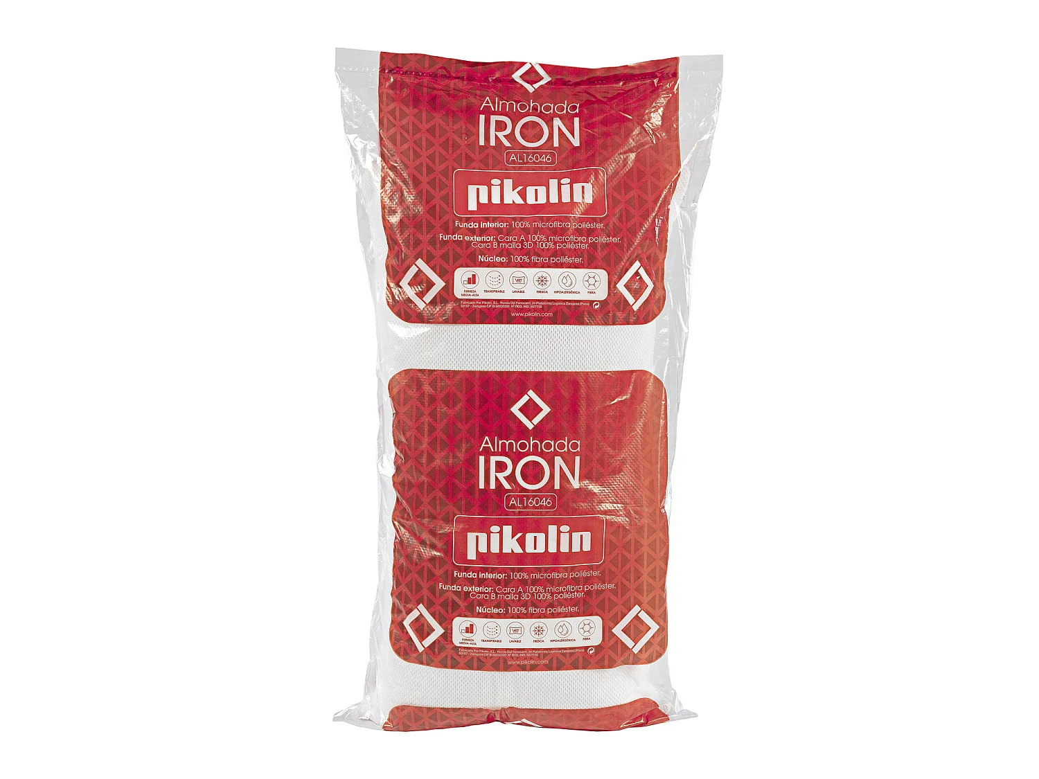 IRON hoofdkussen PIKOLIN, 90 x 40 cm, stevig, polyestervezel, hoogte 11 cm