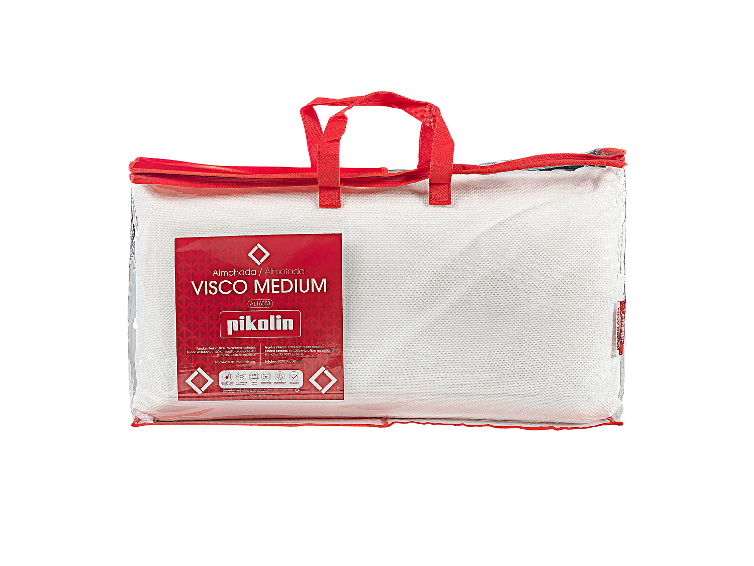 Almohada viscoelástica PIKOLIN VISCO MEDIUM, 60 x 40 cm, firmeza media, transpirable, blanca